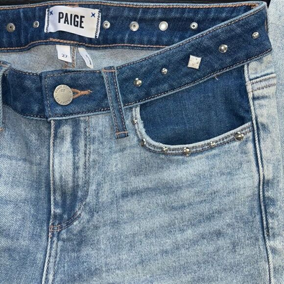 Paige verdugo ankle skinny jeans gems two tone denim raw hem size 27 - Picture 8 of 11
